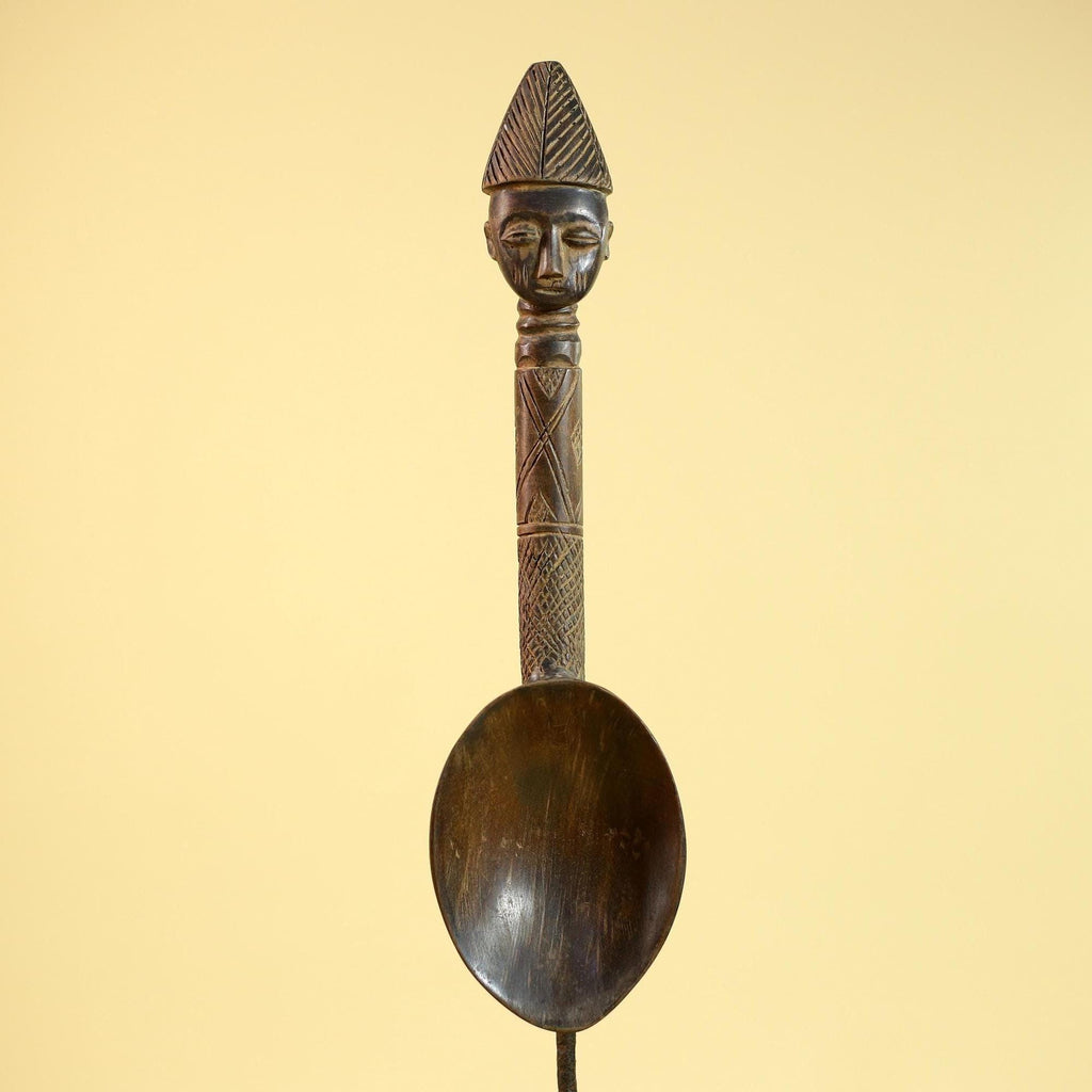 Songye Tribe African Head Sculpture: Hand-Carved Wood Congo Art-G5863