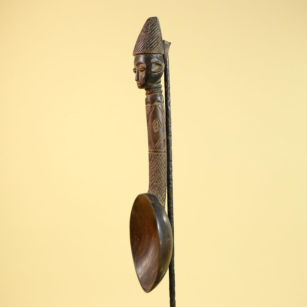 Songye Tribe African Head Sculpture: Hand-Carved Wood Congo Art-G5863