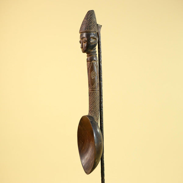 Songye Tribe African Head Sculpture: Hand-Carved Wood Congo Art-G5863
