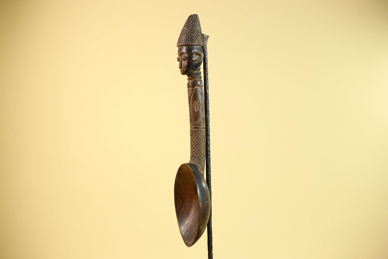 Songye Tribe African Head Sculpture: Hand-Carved Wood Congo Art-G5863