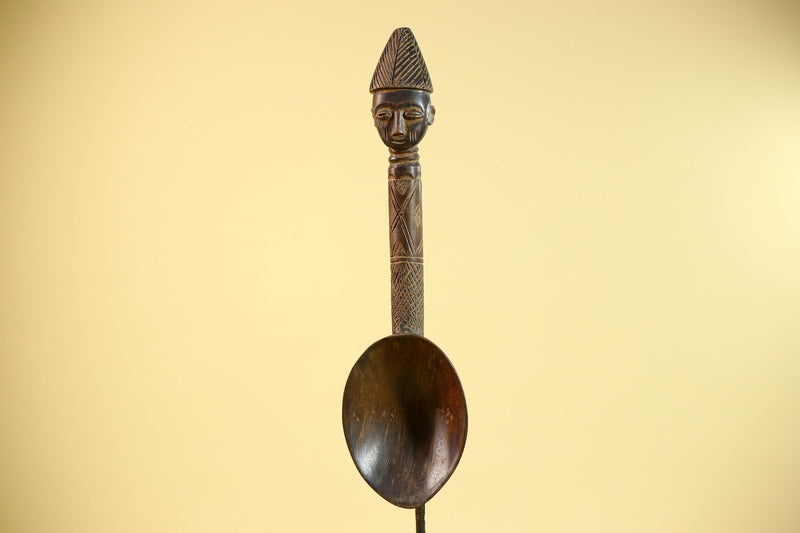 Songye Tribe African Head Sculpture: Hand-Carved Wood Congo Art-G5863