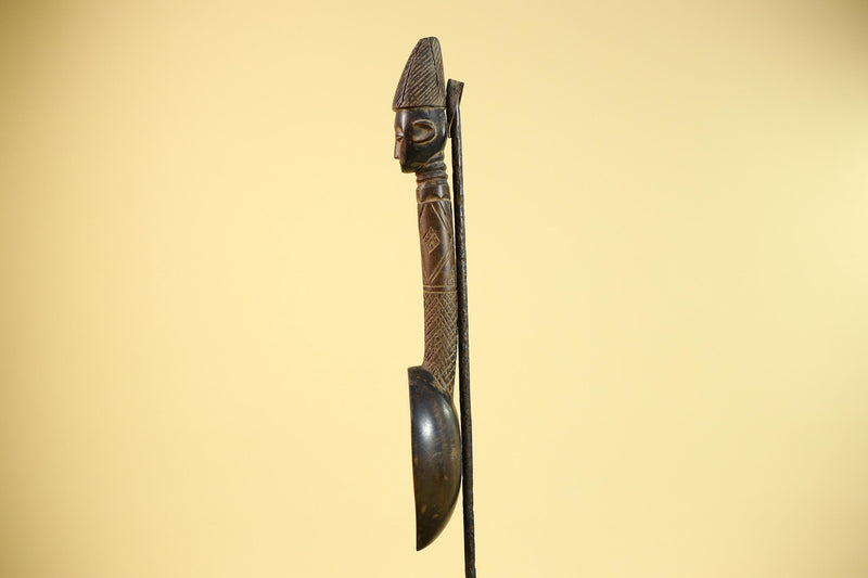 Songye Tribe African Head Sculpture: Hand-Carved Wood Congo Art-G5863