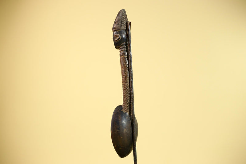 Songye Tribe African Head Sculpture: Hand-Carved Wood Congo Art-G5863