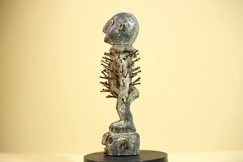 African Nail Fetish Statue Congo Ritual Figure Wood Tribal Art Decor Sculpture Decor-G5869