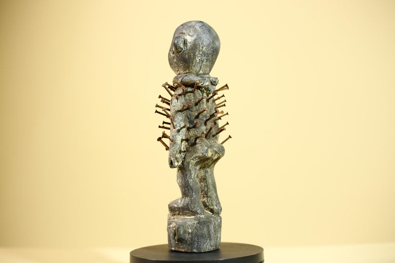 African Nail Fetish Statue Congo Ritual Figure Wood Tribal Art Decor Sculpture Decor-G5869