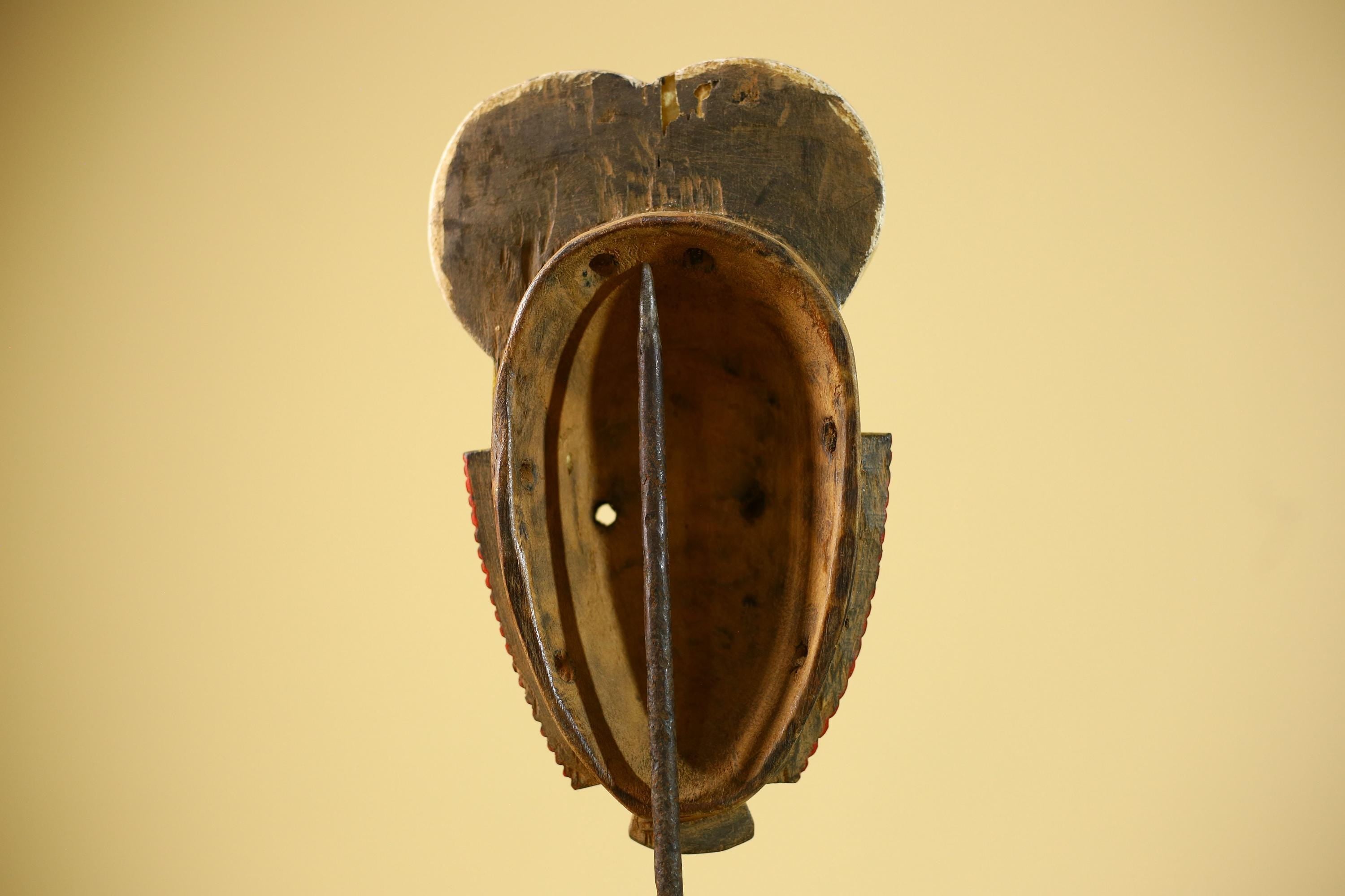 African Guro Mask Yellow Face Wood Côte d’Ivoire Tribal Art Wall Display Decor-G5833