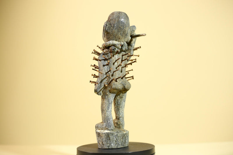 African Nkisi Nkondi Statue Carved Wood Nails Congo Tribal Ritual Art Decor-G5873