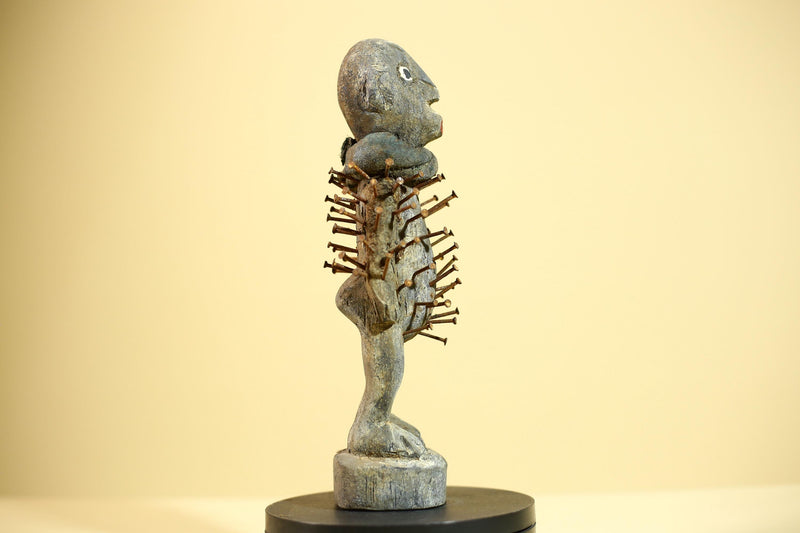 Tribal Congo Nkisi Nkondi Statue African Carved Wood Nail Ritual Figure Art-G5874