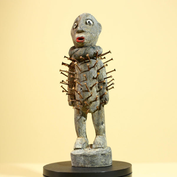 Tribal Congo Nkisi Nkondi Statue African Carved Wood Nail Ritual Figure Art-G5874