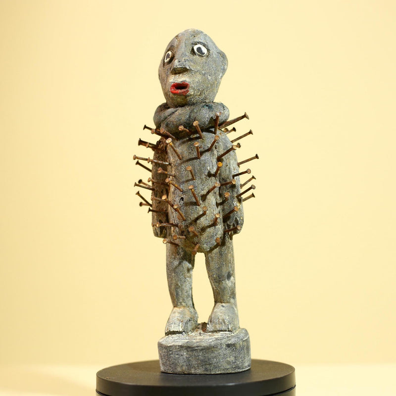 Tribal Congo Nkisi Nkondi Statue African Carved Wood Nail Ritual Figure Art-G5874