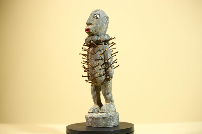 Tribal Congo Nkisi Nkondi Statue African Carved Wood Nail Ritual Figure Art-G5874