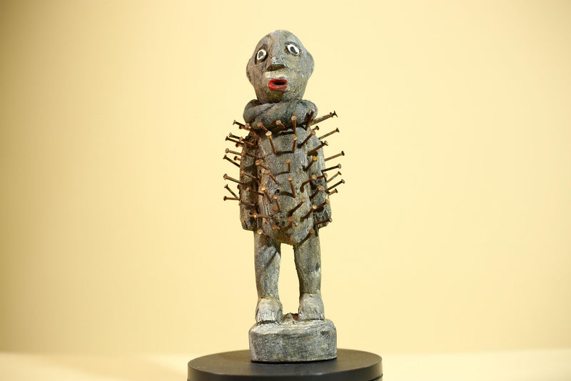 Tribal Congo Nkisi Nkondi Statue African Carved Wood Nail Ritual Figure Art-G5874