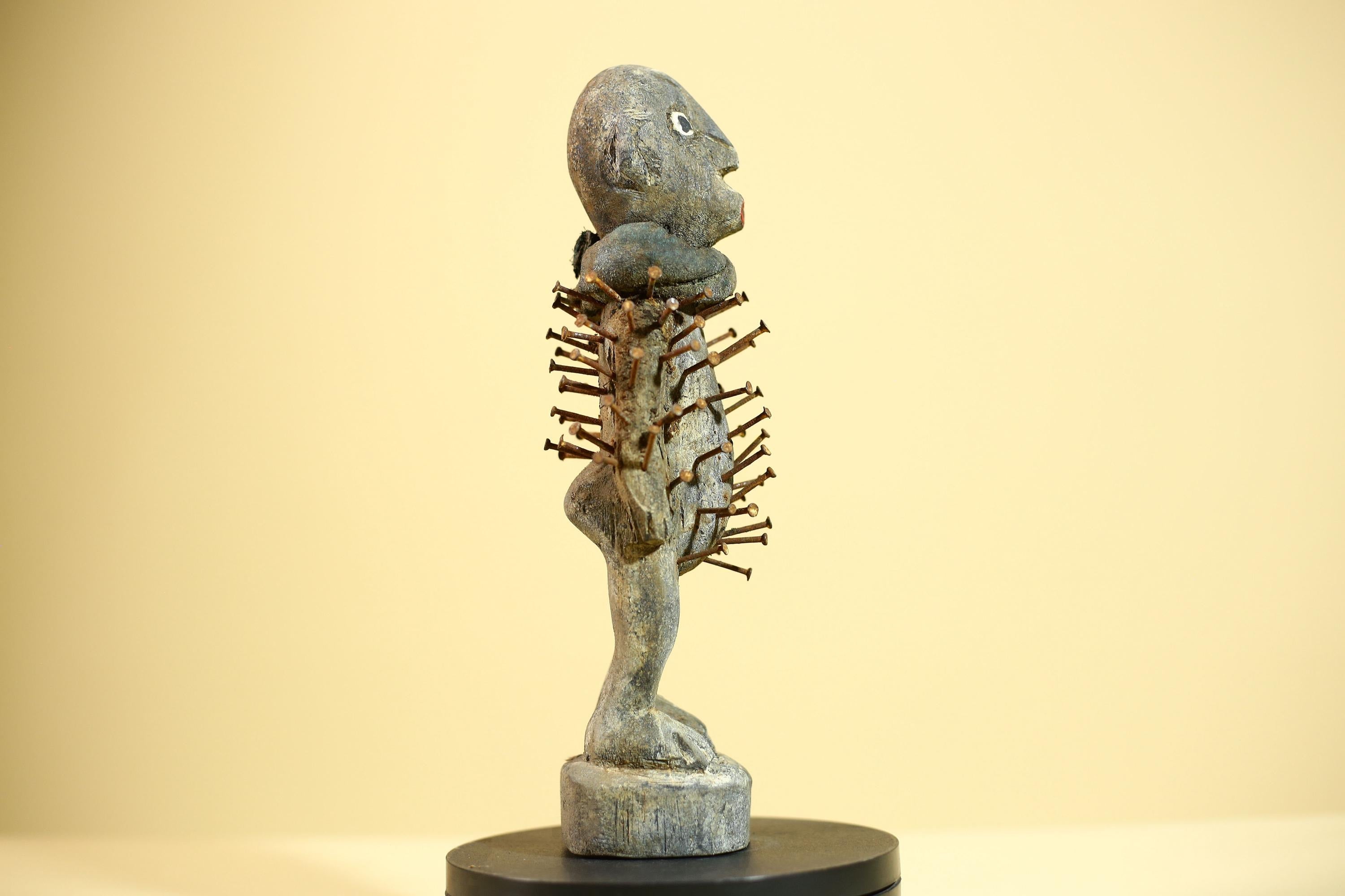 Tribal Congo Nkisi Nkondi Statue African Carved Wood Nail Ritual Figure Art-G5874