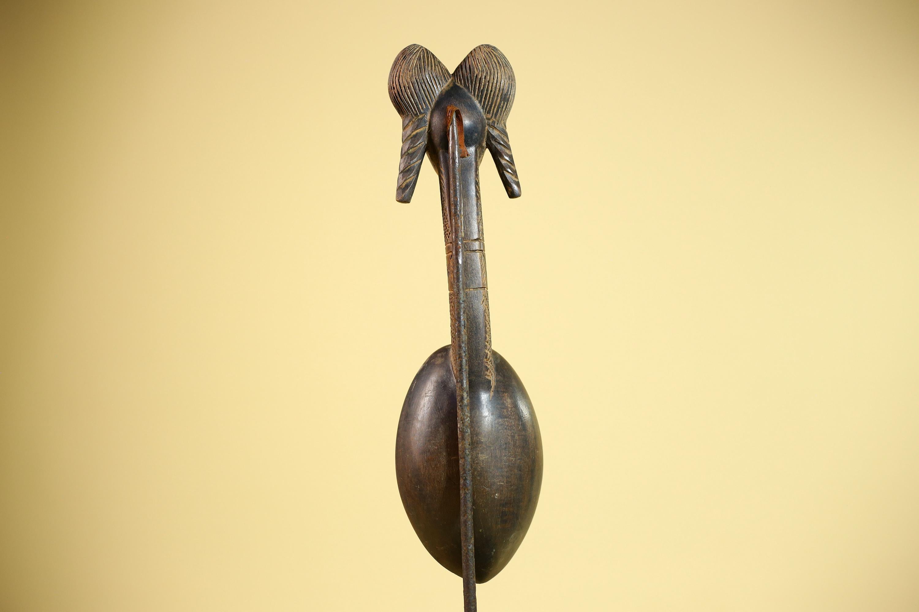 African Baule Spoon Carved Wood Female Head Côte d’Ivoire Tribal Art Decor-G5876
