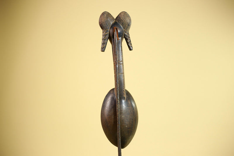 African Baule Spoon Carved Wood Female Head Côte d’Ivoire Tribal Art Decor-G5876