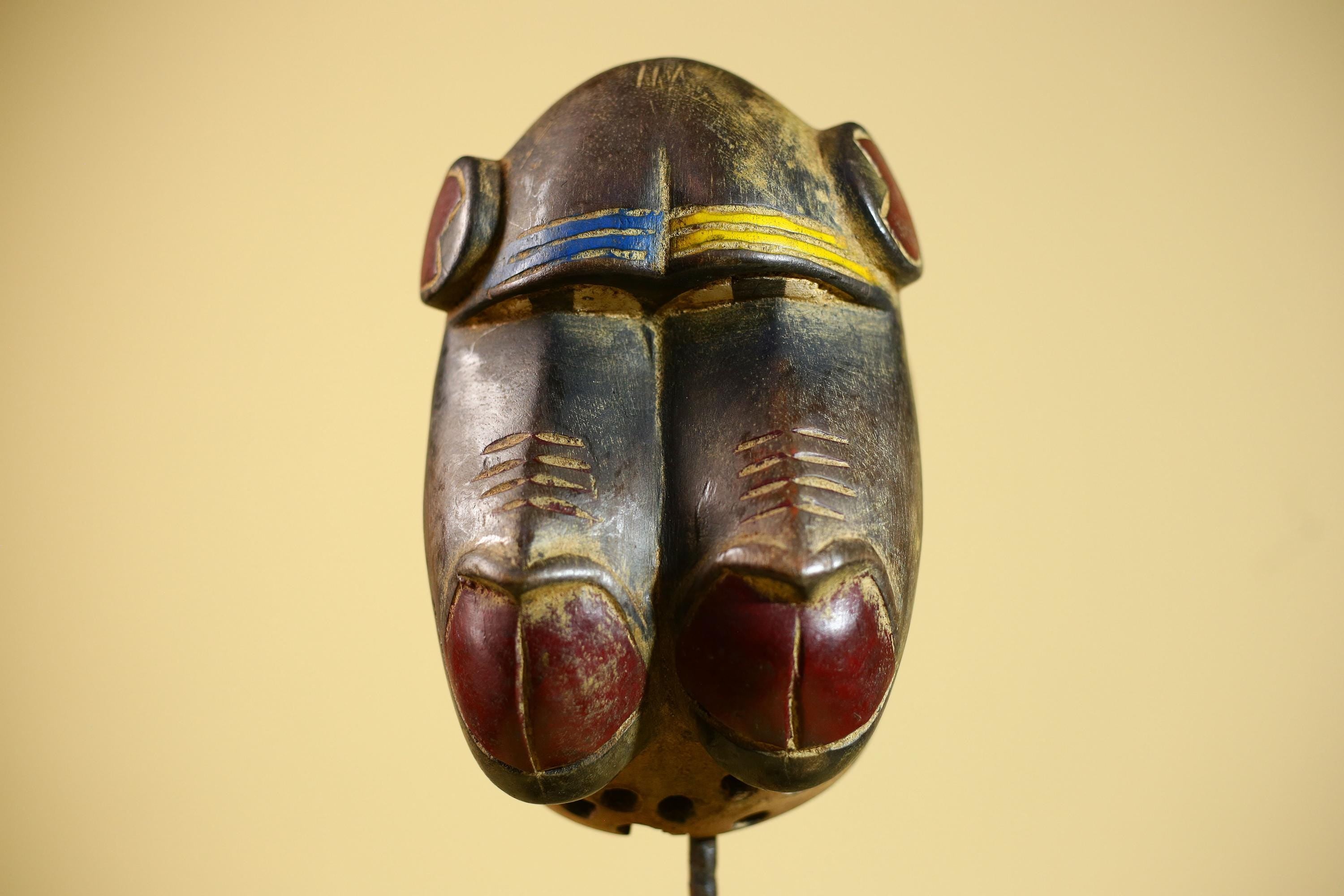 African Dan Mask Carved Wood Painted Guinea Vintage Tribal Art Decor-G5836
