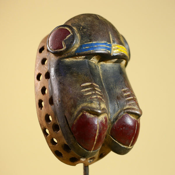 African Dan Mask Carved Wood Painted Guinea Vintage Tribal Art Decor-G5836