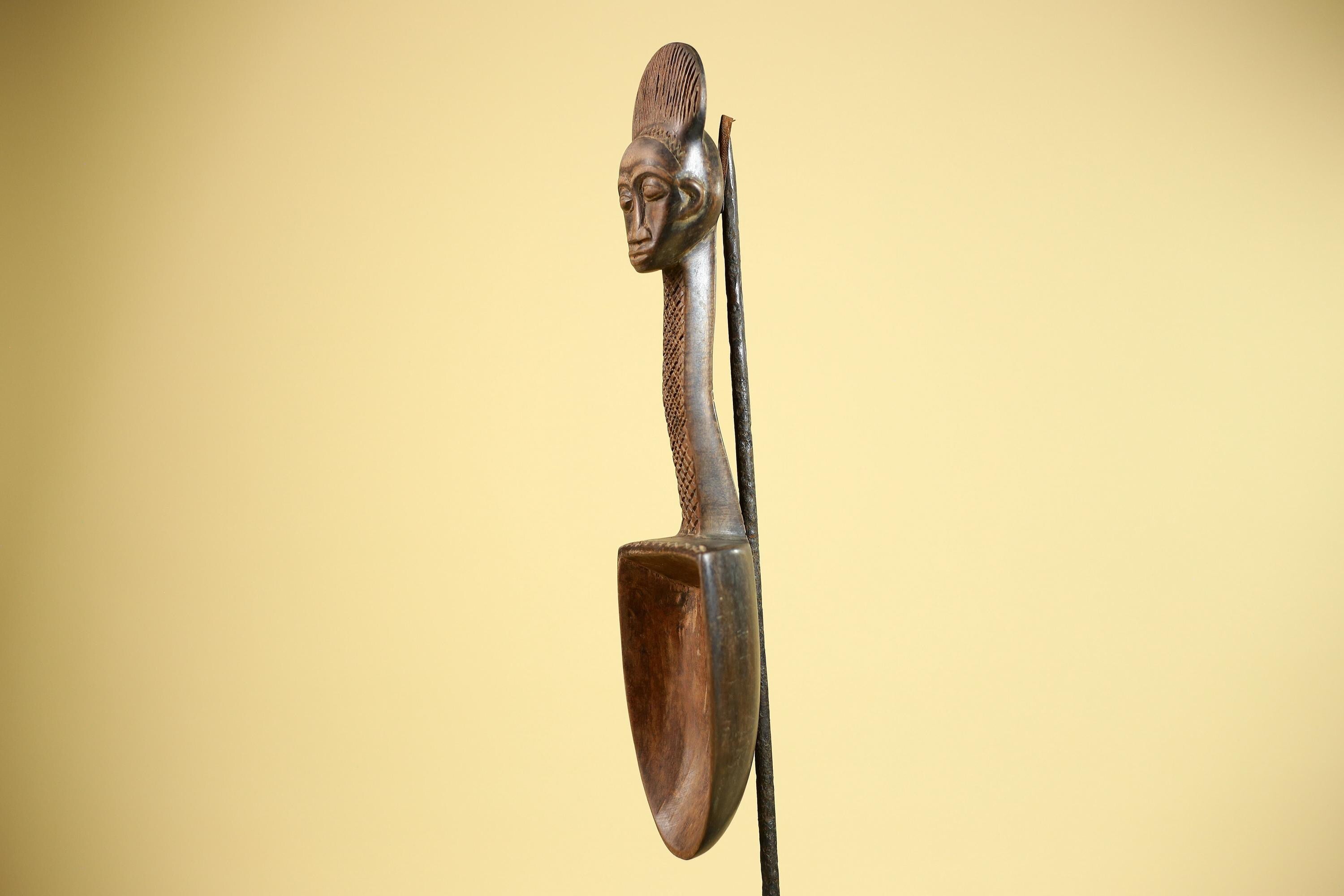 Baule Ritual Spoon African Wooden Ladle Côte d’Ivoire Tribal Art Sculpture-G5877