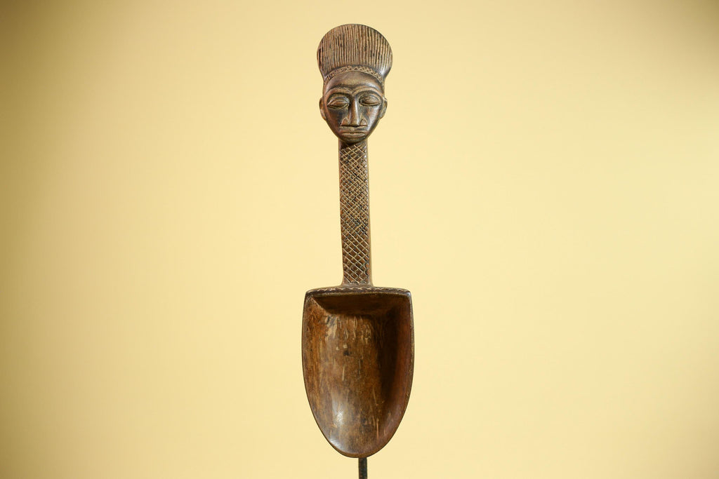 Baule Ritual Spoon African Wooden Ladle Côte d’Ivoire Tribal Art Sculpture-G5877