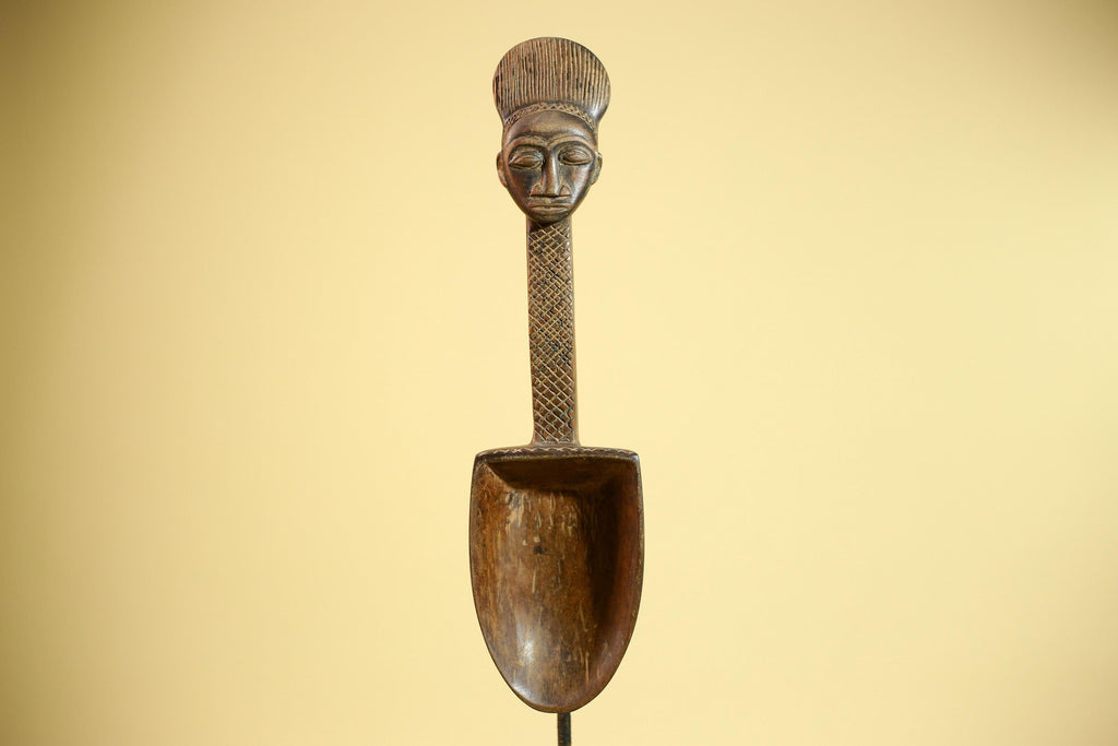 Baule Ritual Spoon African Wooden Ladle Côte d’Ivoire Tribal Art Sculpture-G5877