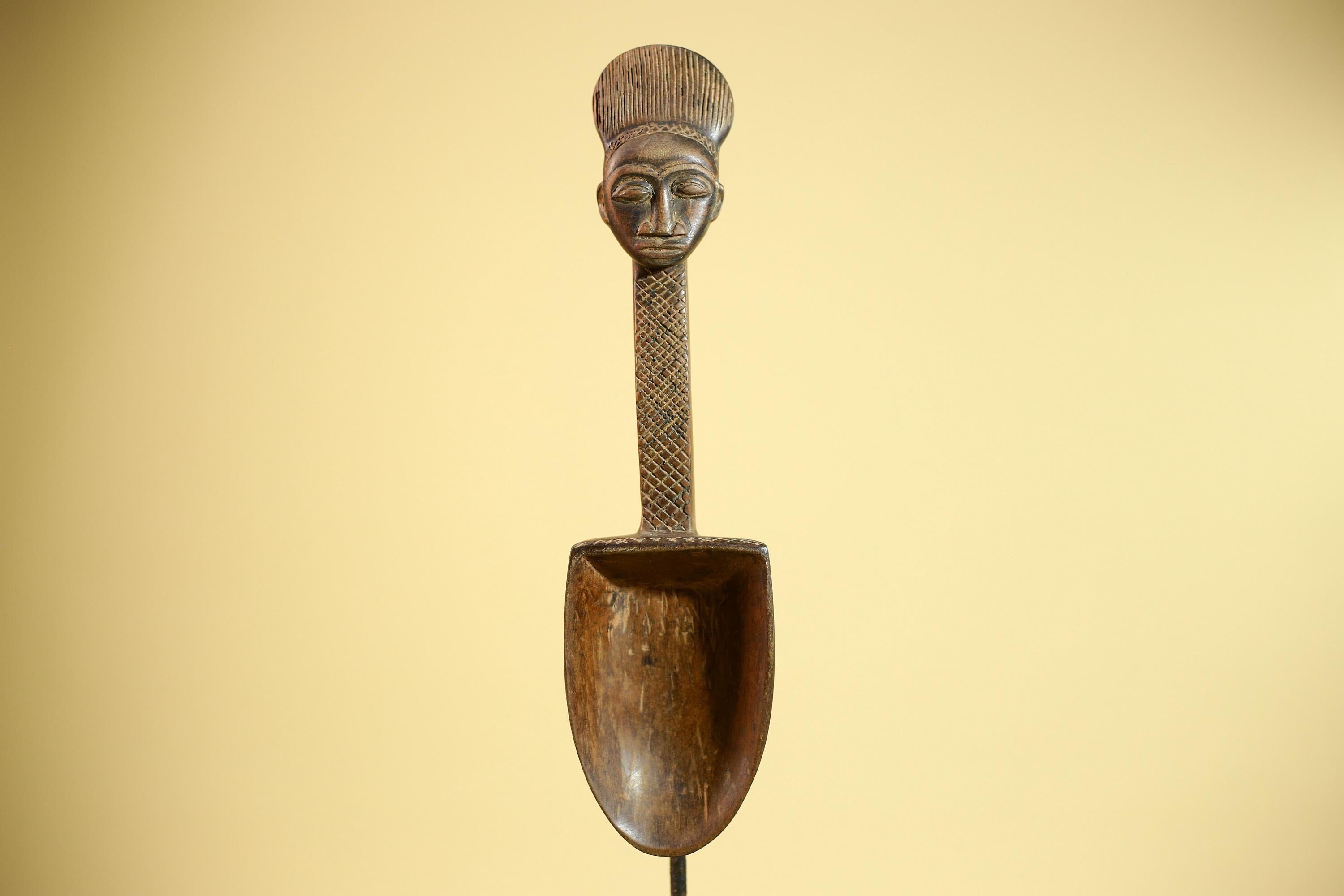 Baule Ritual Spoon African Wooden Ladle Côte d’Ivoire Tribal Art Sculpture-G5877