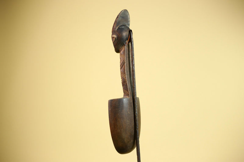 African Wooden Spoon Baule Côte d’Ivoire Tribal Art Hand-Carved Sculpture-G5878