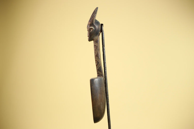 African Wooden Spoon Baule Côte d’Ivoire Tribal Art Hand-Carved Sculpture-G5878