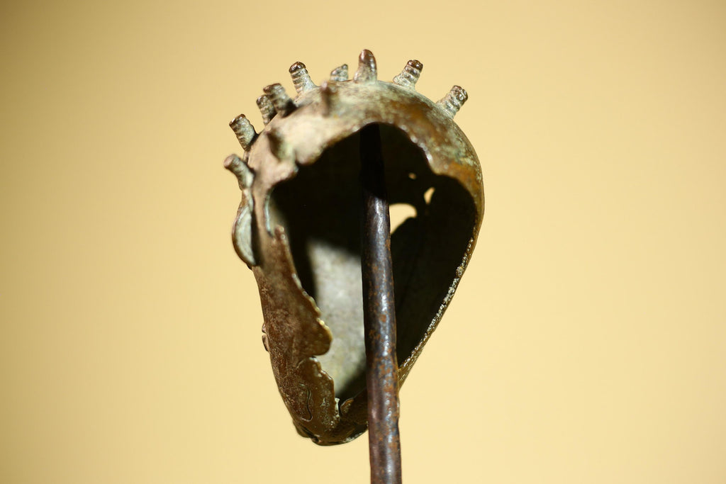 Vintage Benin Kingdom Bronze Mask Head Lost Wax Casting: African Folk Art-G5838