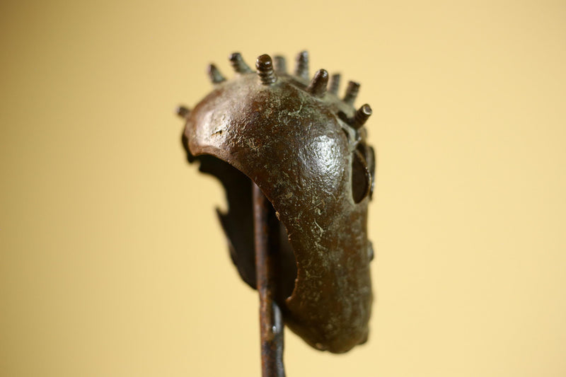 Vintage Benin Kingdom Bronze Mask Head Lost Wax Casting: African Folk Art-G5838