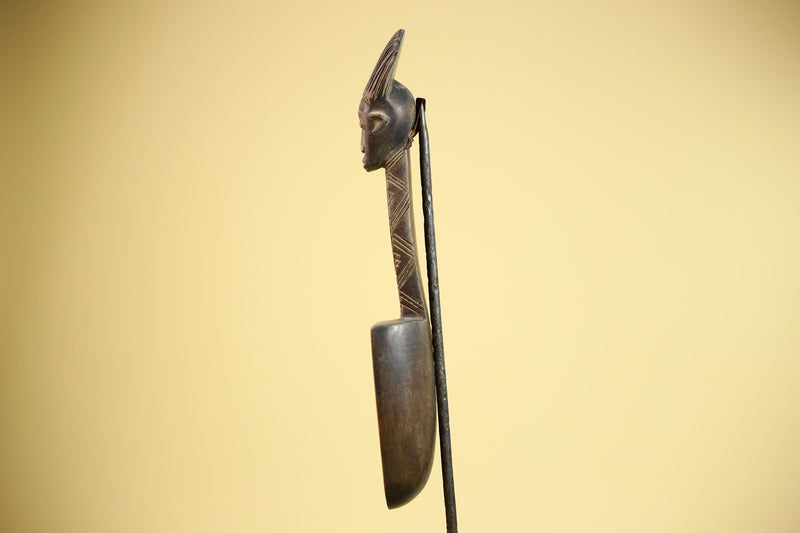 African Wooden Spoon Baule Côte d’Ivoire Tribal Art Hand-Carved Sculpture-G5878