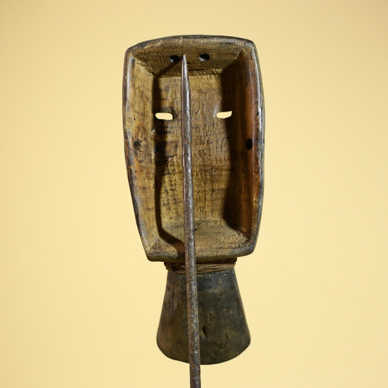 Hand-Carved Dan Tribal Mask: Liberian Wood Sculpture with Raffia-G5879