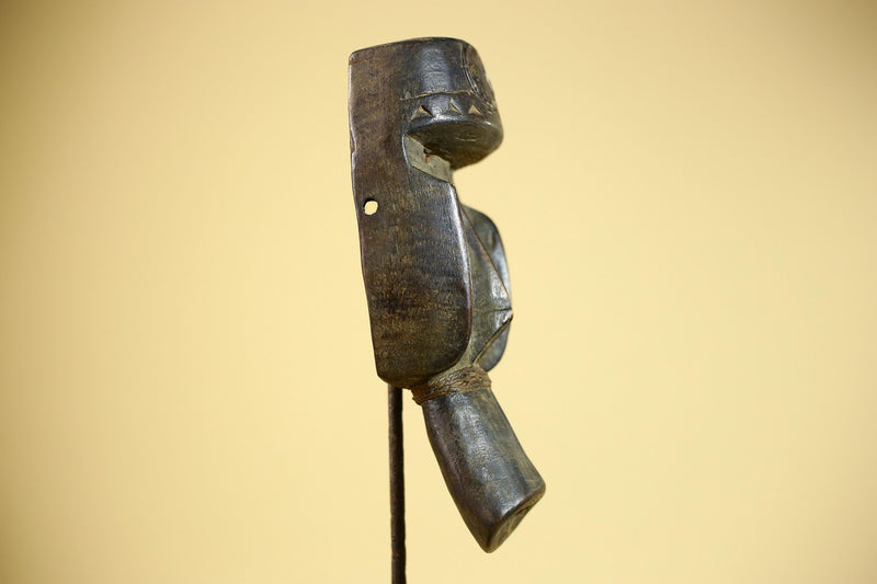 Hand-Carved Dan Tribal Mask: Liberian Wood Sculpture with Raffia-G5879