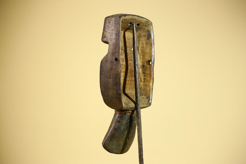 Hand-Carved Dan Tribal Mask: Liberian Wood Sculpture with Raffia-G5879