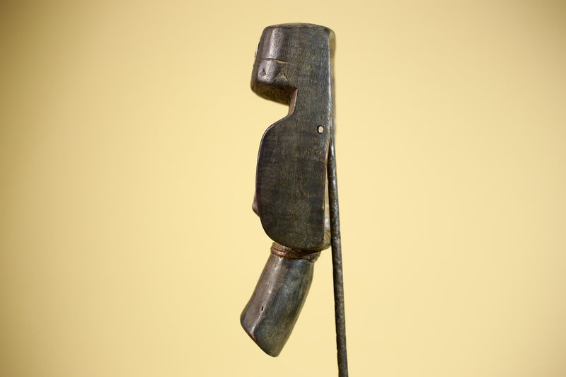 Hand-Carved Dan Tribal Mask: Liberian Wood Sculpture with Raffia-G5879