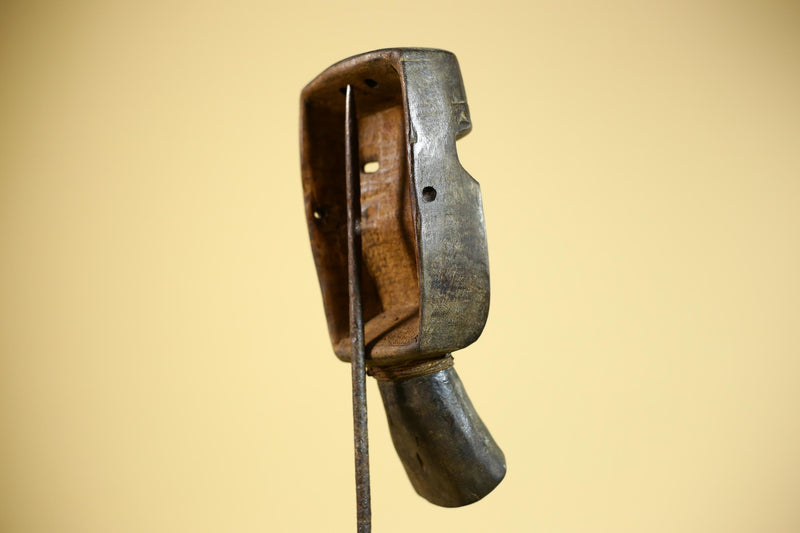 Hand-Carved Dan Tribal Mask: Liberian Wood Sculpture with Raffia-G5879