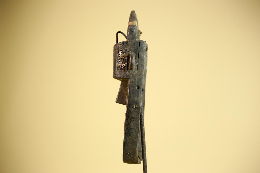 African Toma Mask Carved Wood Metal Inlay Guinea Tribal Art Wall Decor-G5880