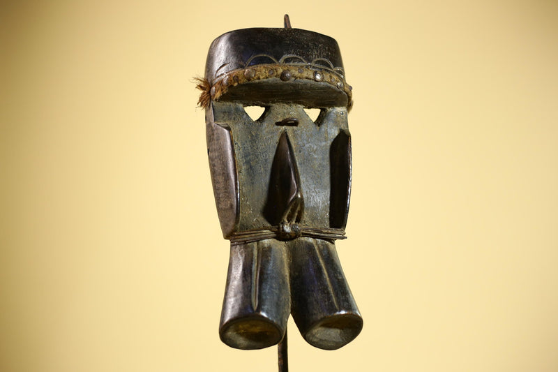 African Dan Mask Carved Wood Double Mouth Côte d’Ivoire Tribal Art Decor Collectible Decor-G5843