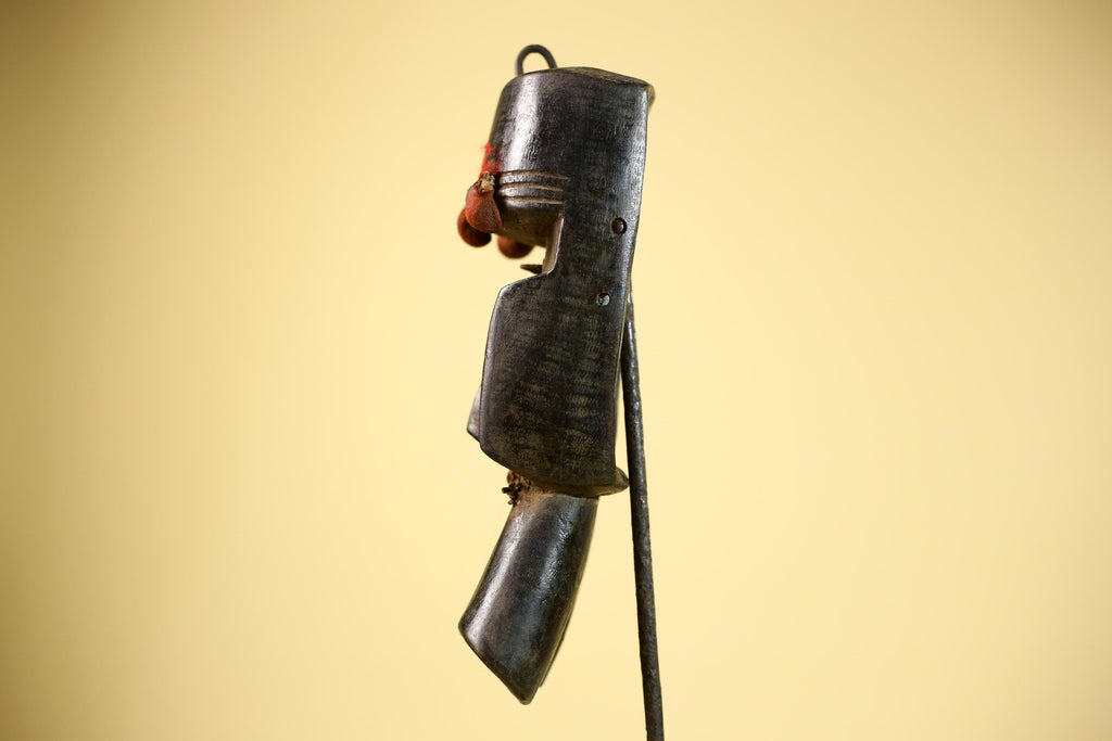 African Dan Mask Carved Wood Red Pom Adorned Côte d’Ivoire Tribal Decor Collectible Decor-G5844