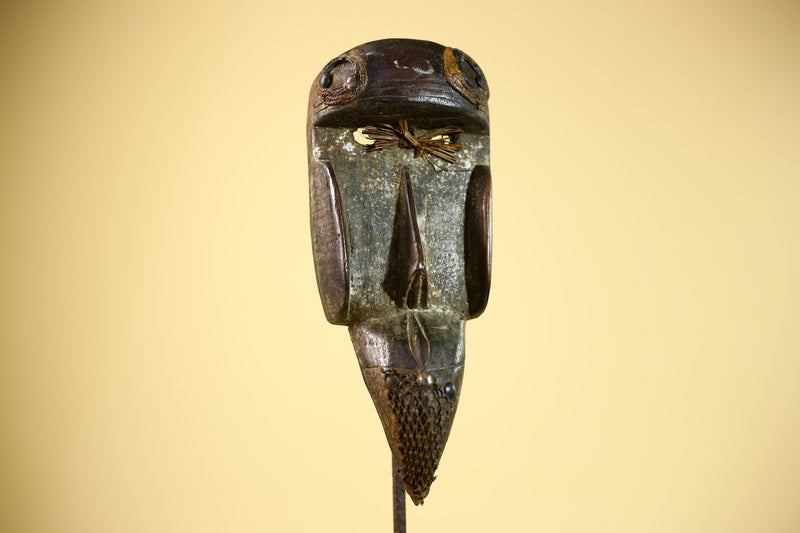 African Dan Mask Carved Wood Raffia Beak Côte d’Ivoire Tribal Art Decor-G5846