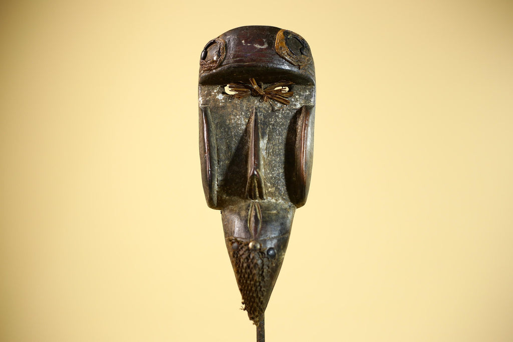 African Dan Mask Carved Wood Raffia Beak Côte d’Ivoire Tribal Art Decor-G5846