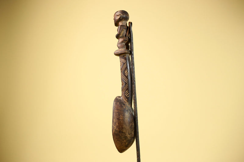 African Spoon Carved Wood Figure Handle Côte d’Ivoire Tribal Art Decor-G5847