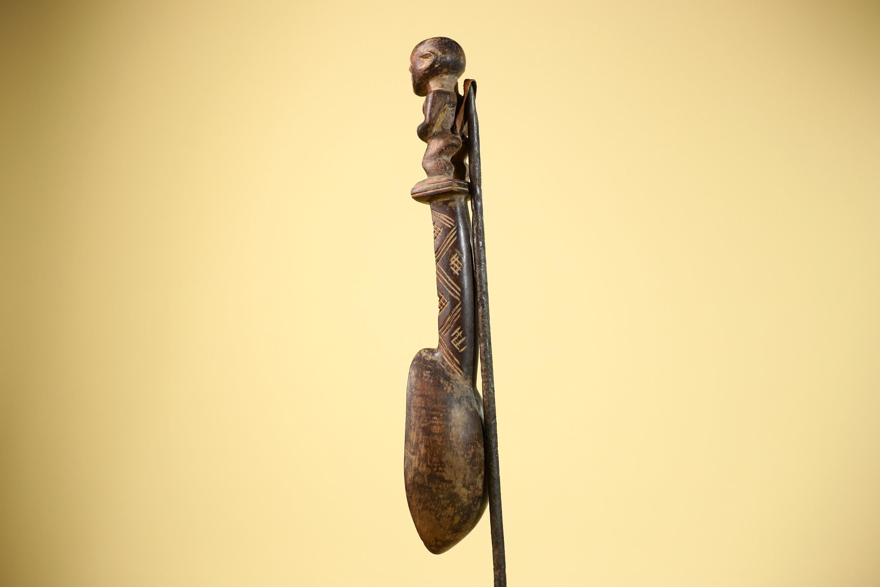 African Spoon Carved Wood Figure Handle Côte d’Ivoire Tribal Art Decor-G5847