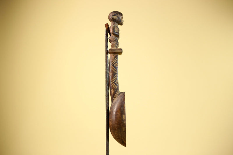 African Spoon Carved Wood Figure Handle Côte d’Ivoire Tribal Art Decor-G5847