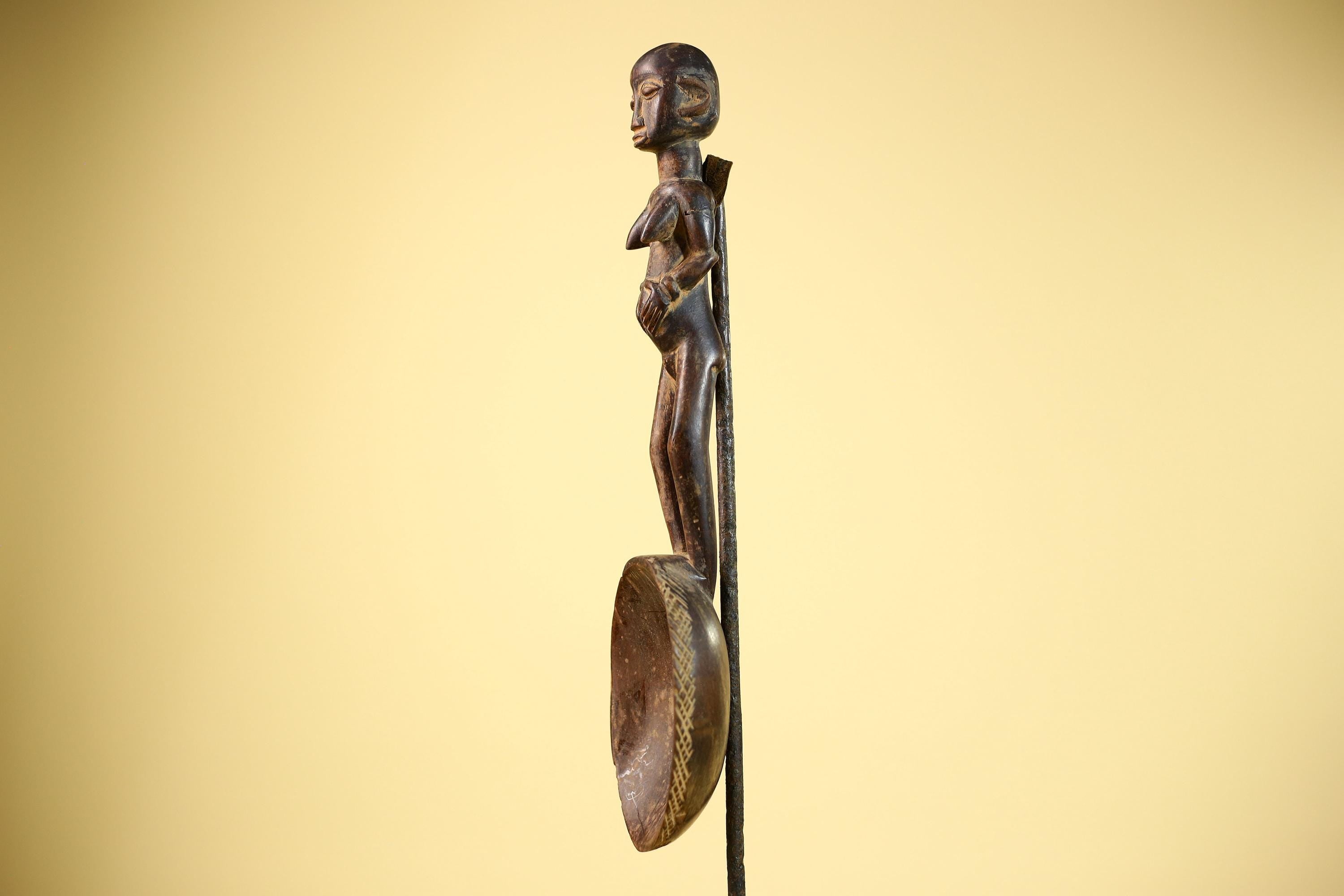 African Tribal Spoon Carved Wood Female Figure Côte d’Ivoire Art Decor-G5848