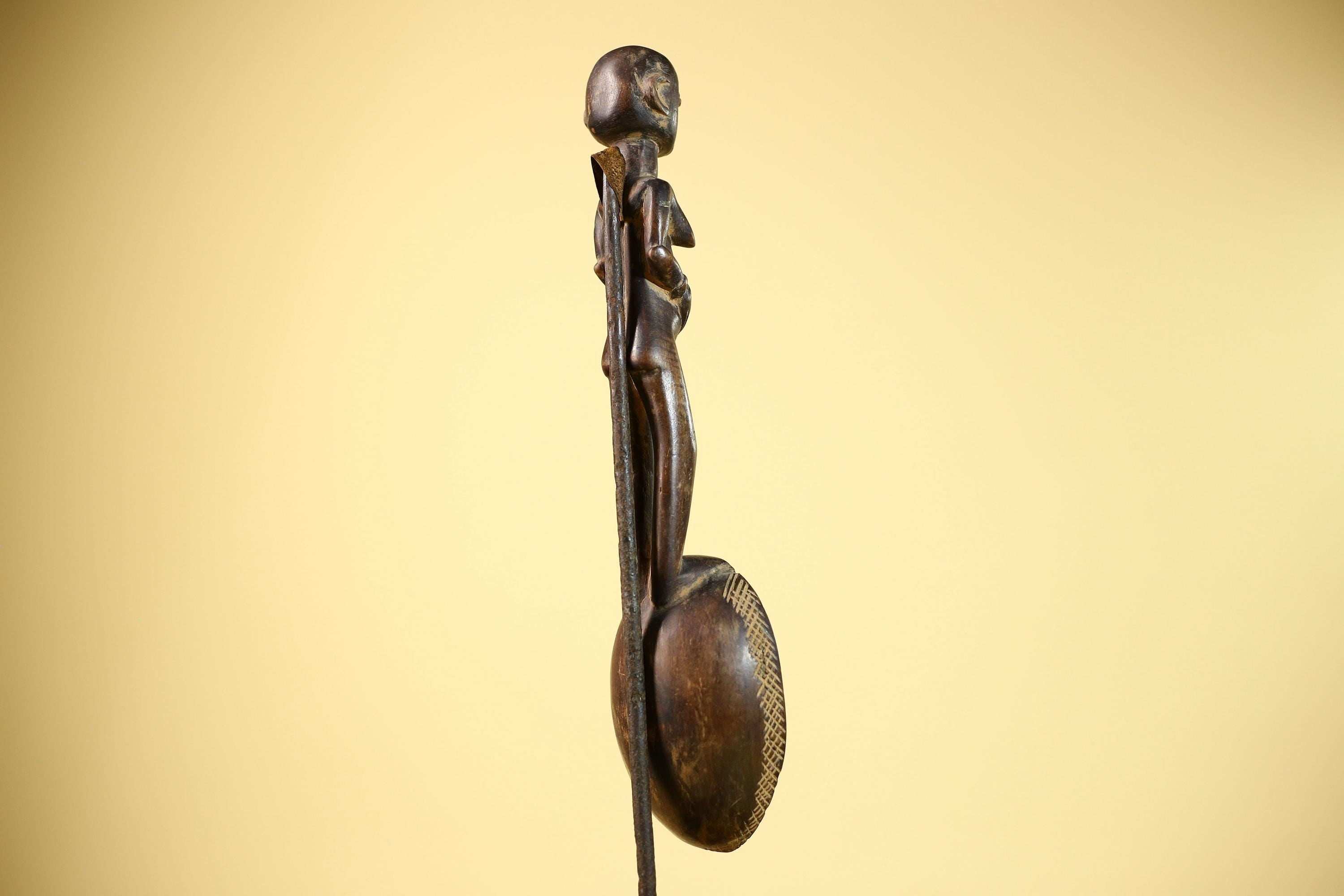 African Tribal Spoon Carved Wood Female Figure Côte d’Ivoire Art Decor-G5848