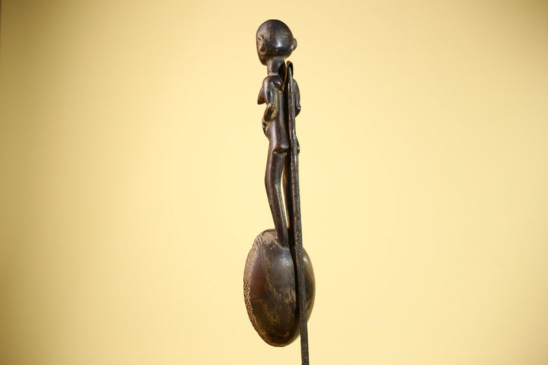 African Tribal Spoon Carved Wood Female Figure Côte d’Ivoire Art Decor-G5848