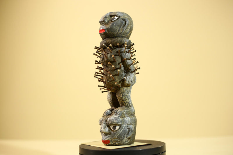 African Tribal Statue Nail Fetish Nkisi Figure Congo Ritual Art Decor-G5850