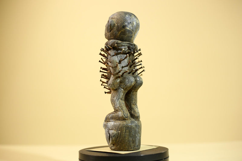 African Tribal Statue Nail Fetish Nkisi Figure Congo Ritual Art Decor-G5850