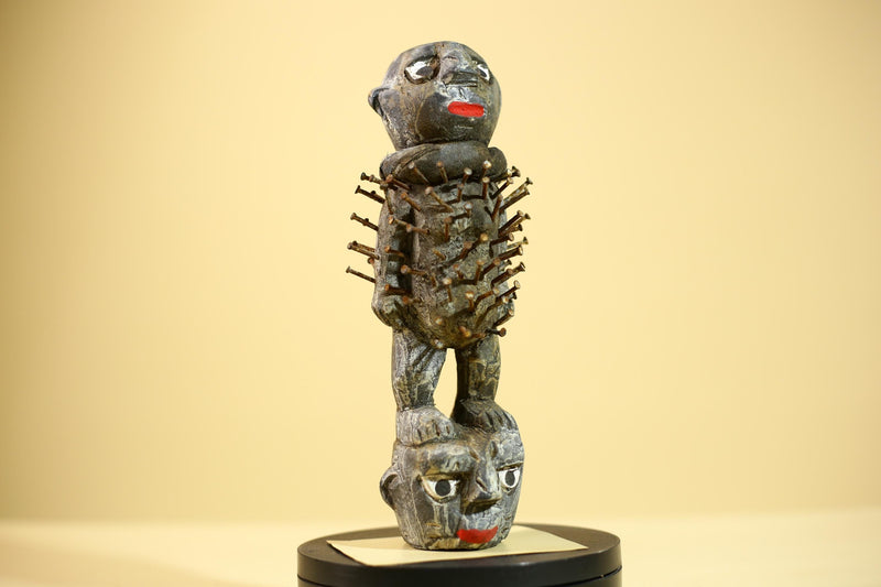 African Tribal Statue Nail Fetish Nkisi Figure Congo Ritual Art Decor-G5850