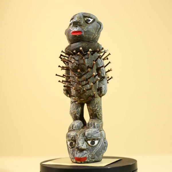 African Tribal Statue Nail Fetish Nkisi Figure Congo Ritual Art Decor-G5850